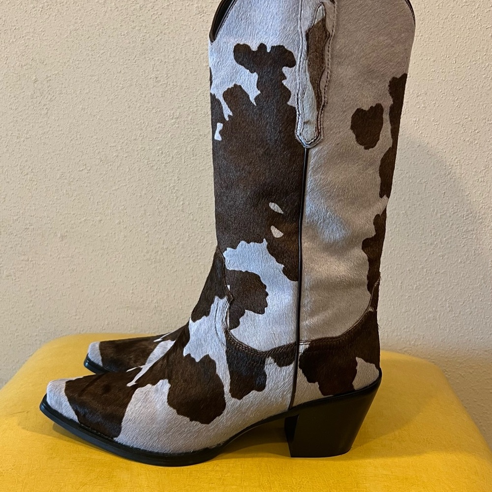 Cow Print Western Boots - Picture 4 of 9